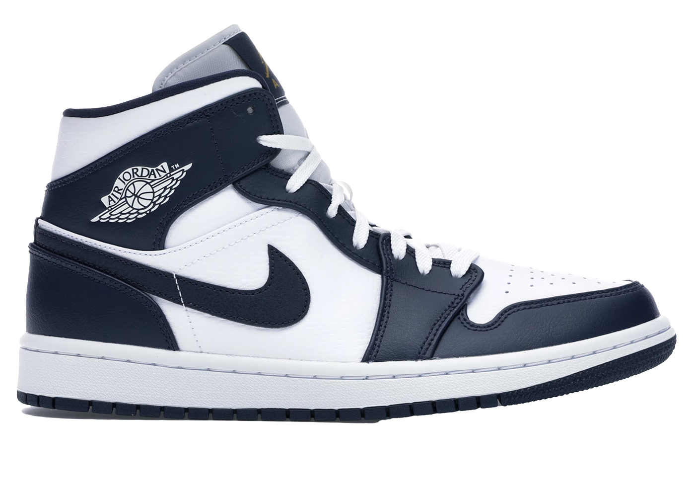 Jordan 1 Mid White Metallic Gold Obsidian