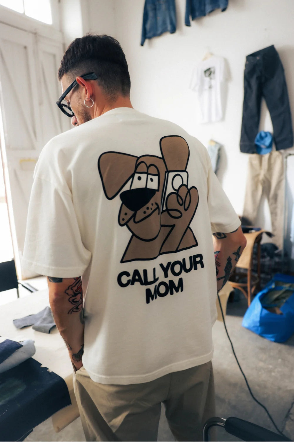 NWHR Call your mom T-shirt Beige