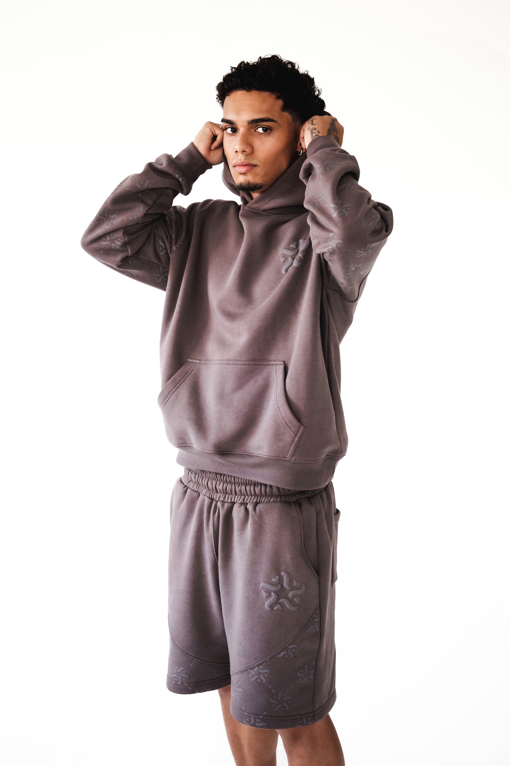 Saints Delyé Brown Emblem Monogram Shorts