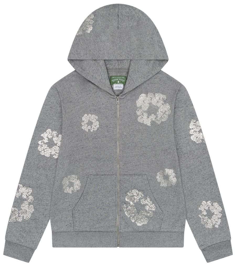 Denim Tears Cashmere Swarovski Cotton Wreath Zip Hoodie 'Grey'