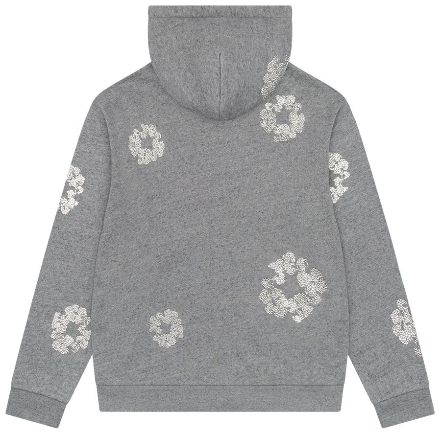Denim Tears Cashmere Swarovski Cotton Wreath Zip Hoodie 'Grey'