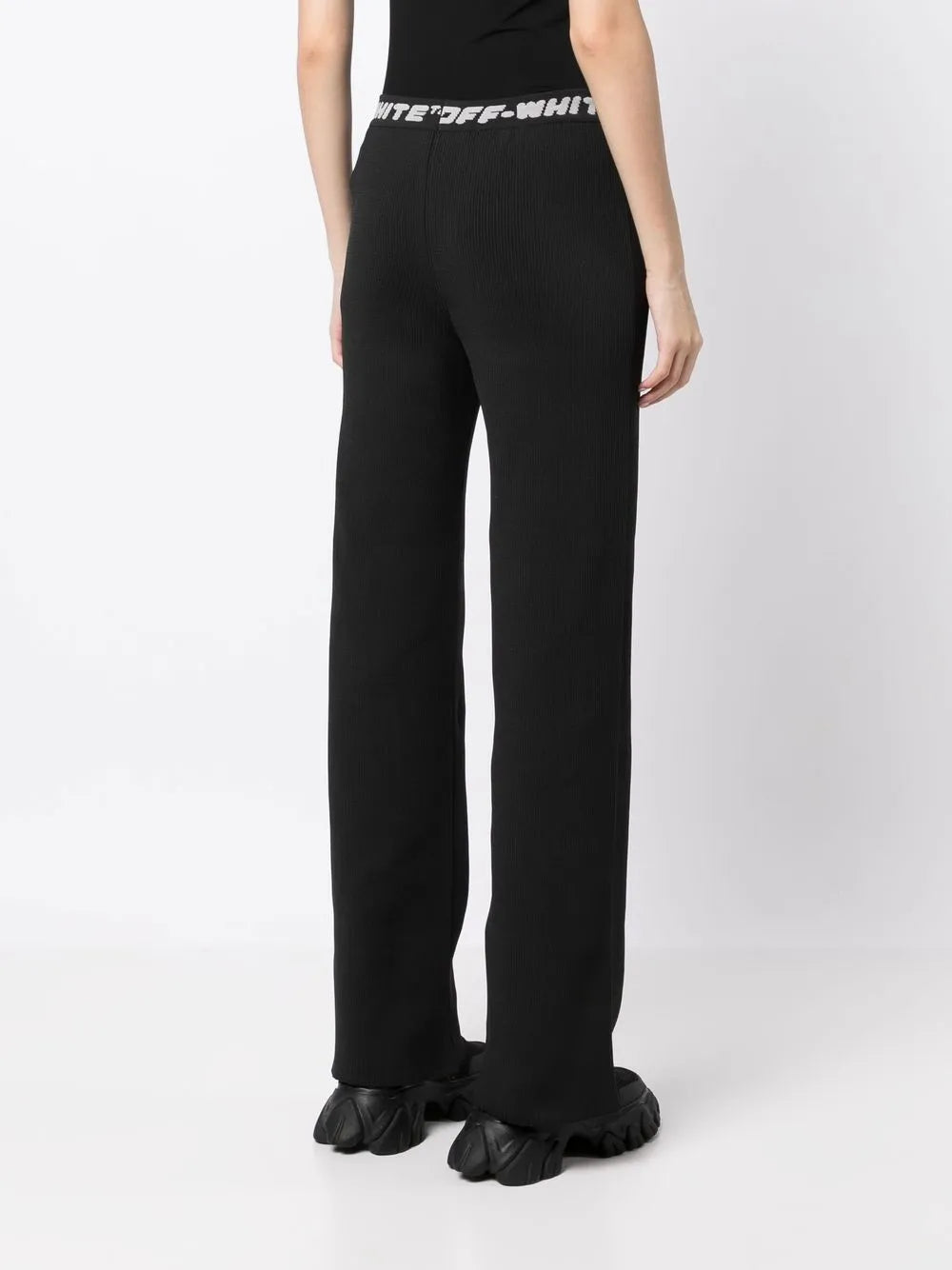 Off White Athleisure Leggings mit Schlitz Schwarz