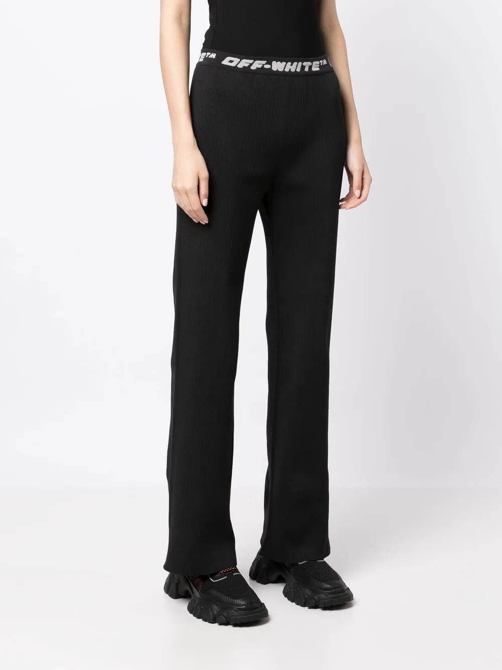 Off White Athleisure Leggings mit Schlitz Schwarz