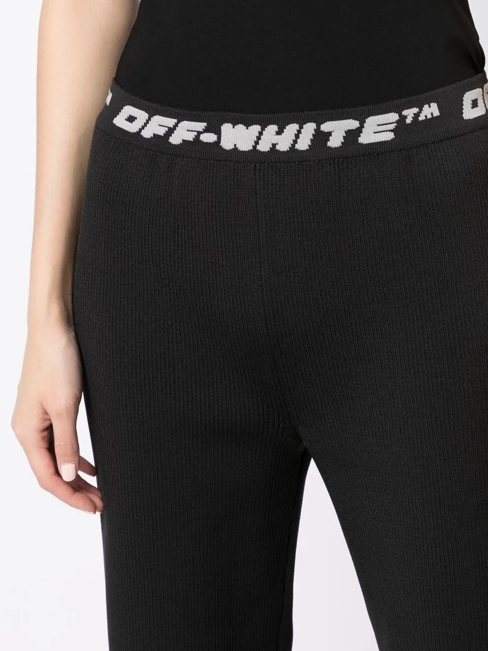 Off White Athleisure Leggings mit Schlitz Schwarz