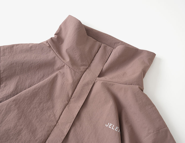 Jelenew Half-zipped Windproof Greyish Red