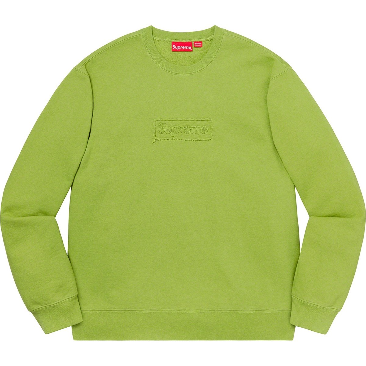 Supreme – Rundhalsausschnitt mit Logo in Limettengrün