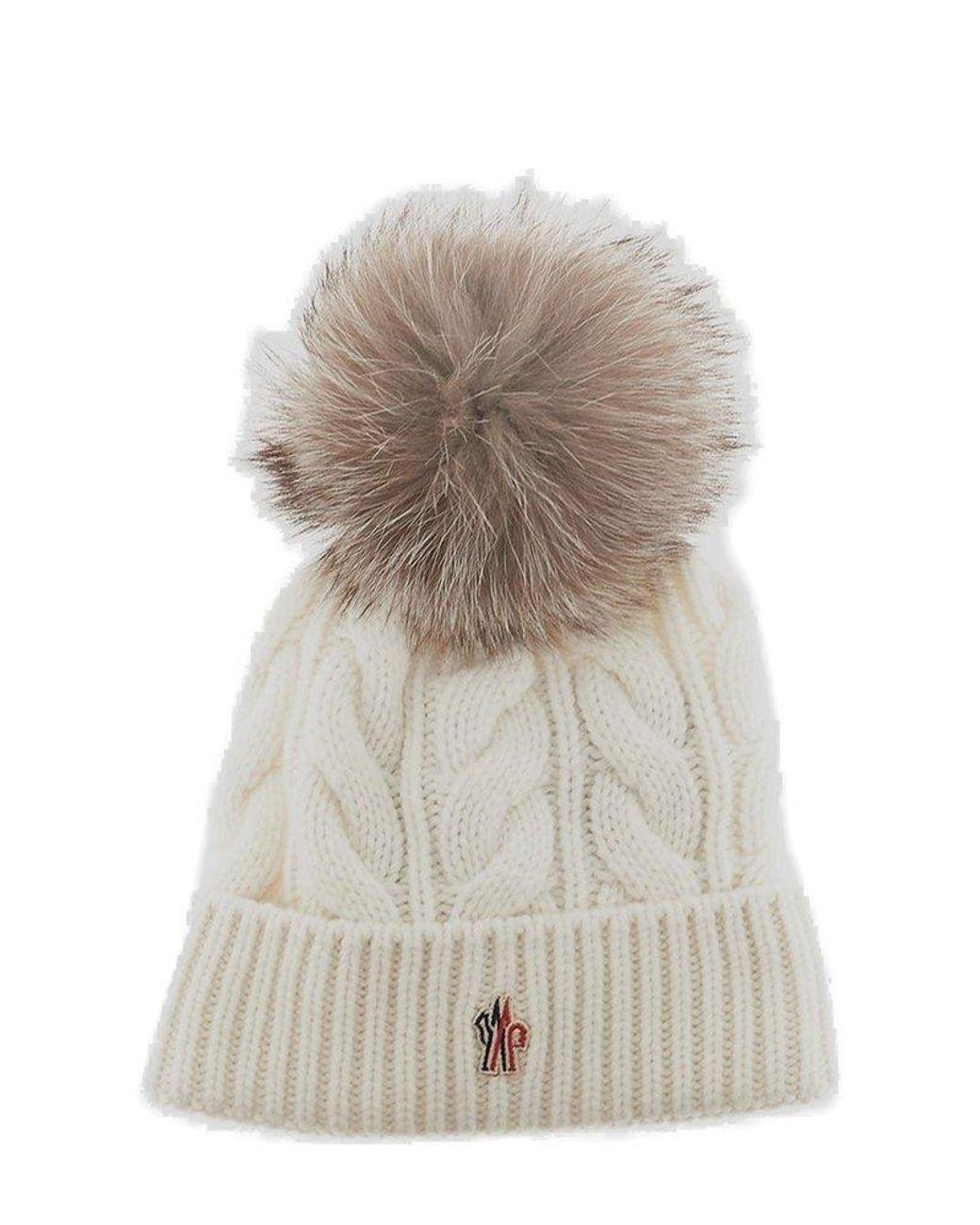 Moncler Beige Aprés Ski Patch Knitted Beanie