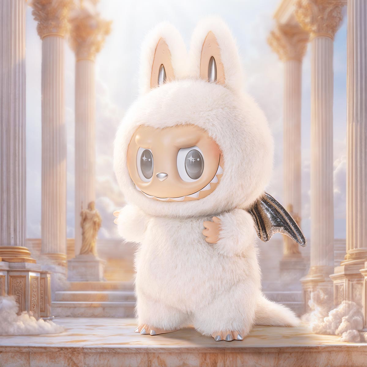 Pop Mart The Monsters Labubu Zimomo Angel in Clouds Figure + Tote Bag