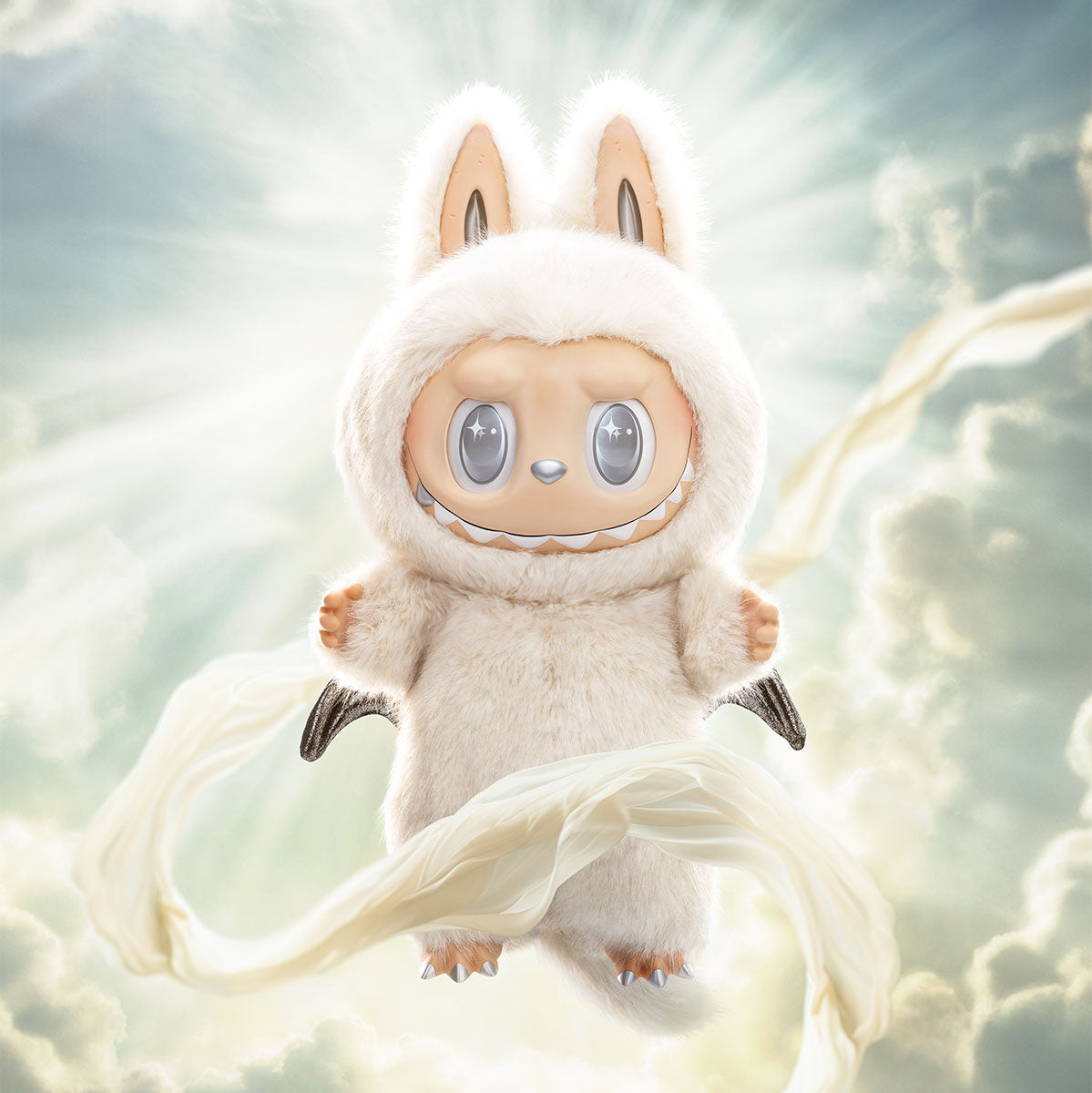 Pop Mart The Monsters Labubu Zimomo Angel in Clouds Figure + Tote Bag