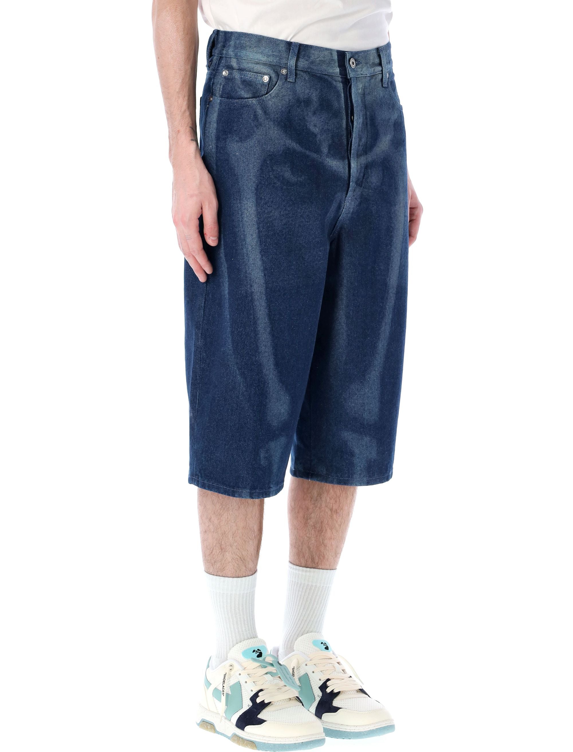 Off White Body Scan Denim Shorts Blue