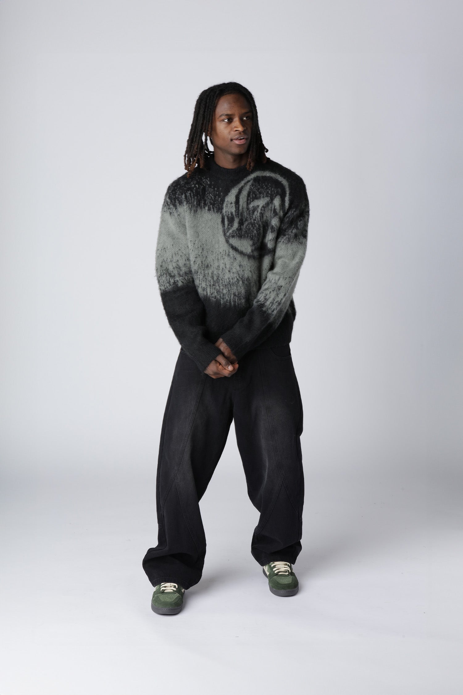 Lost Boys Mohair-Sweat Schwarz Grau