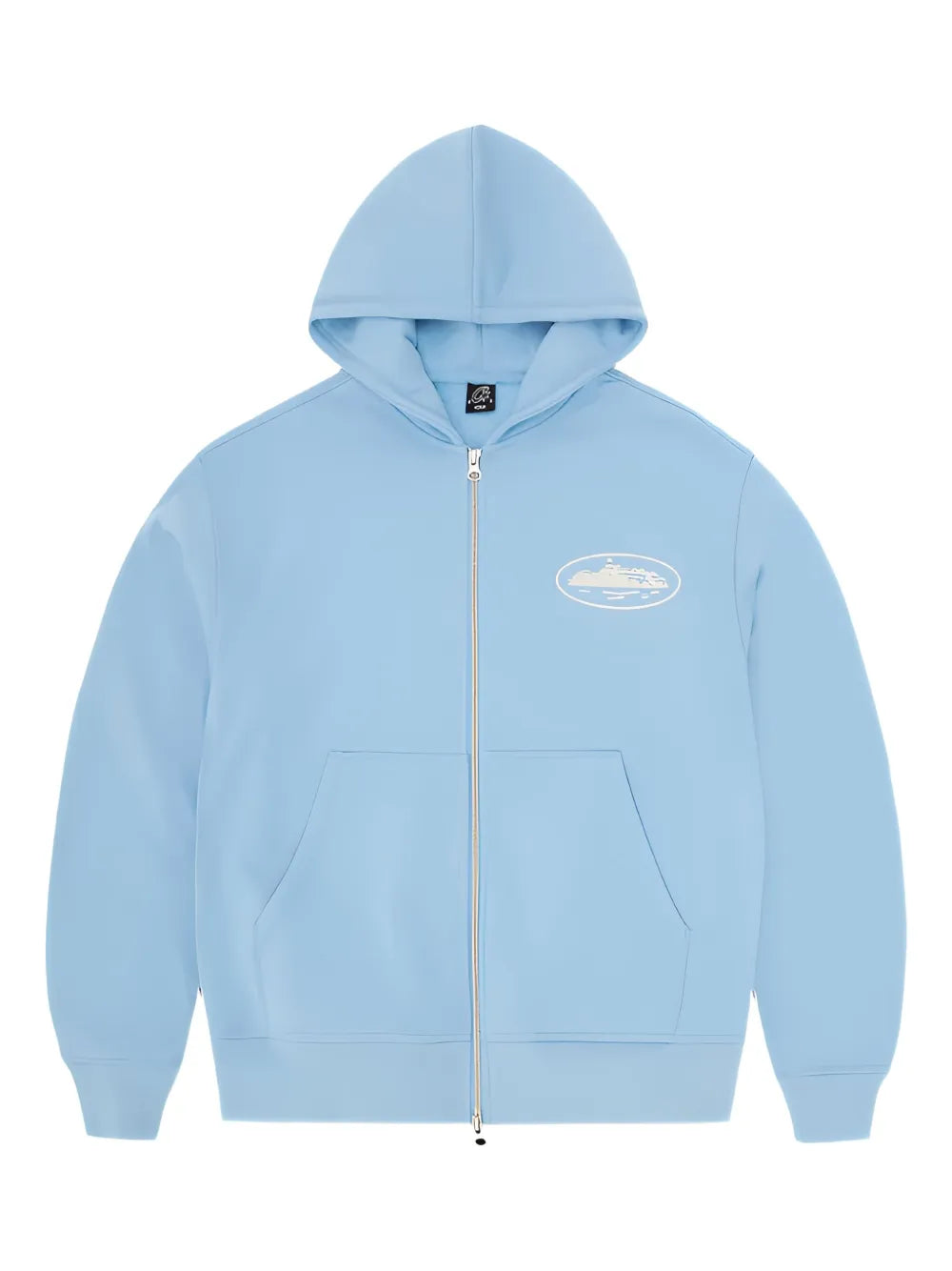 Corteiz Island Puff Print Zip Hoodie Hellblau