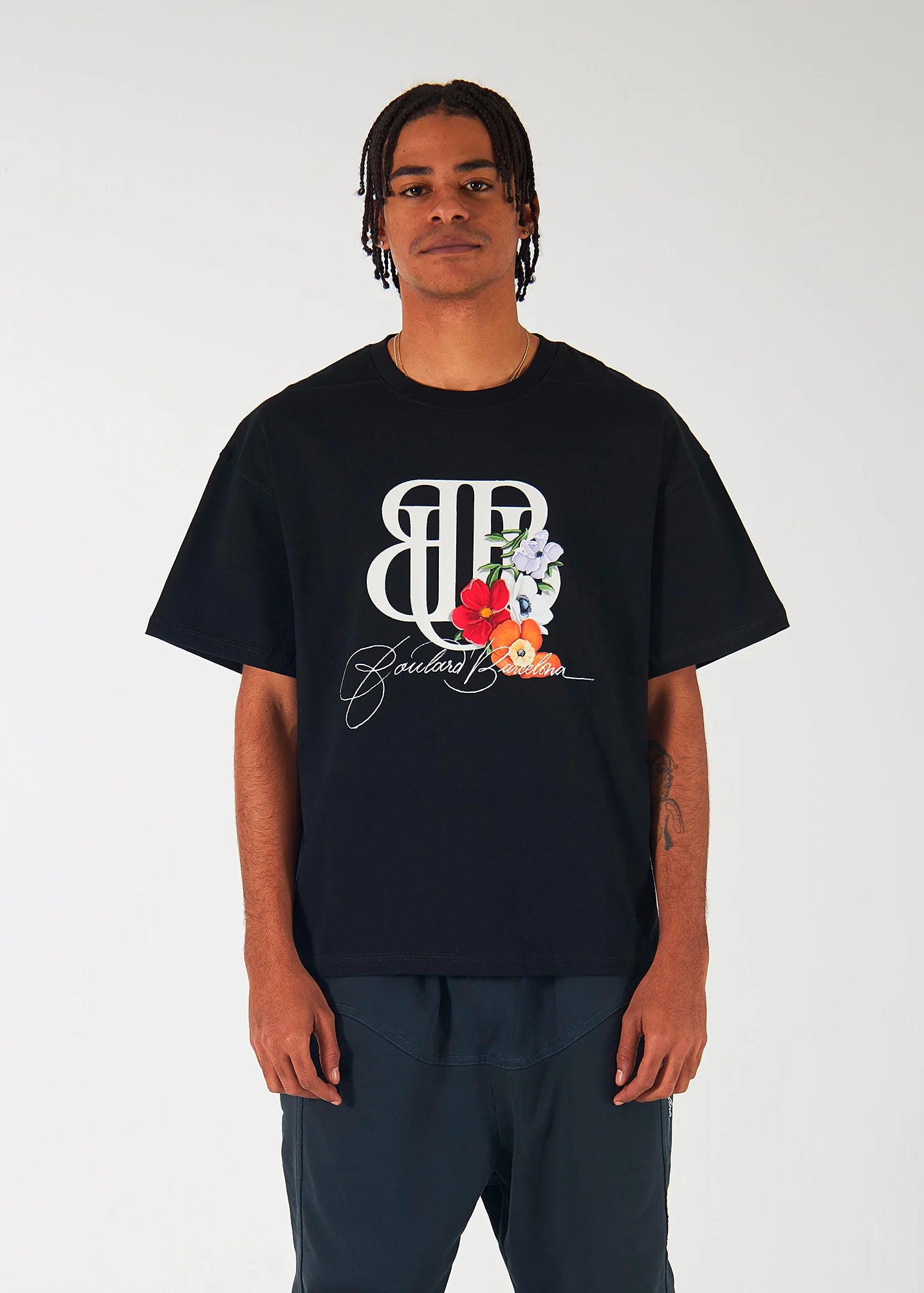 Ugo Boulard Short Sleeve Cotton T-Shirt Front Flower Logo