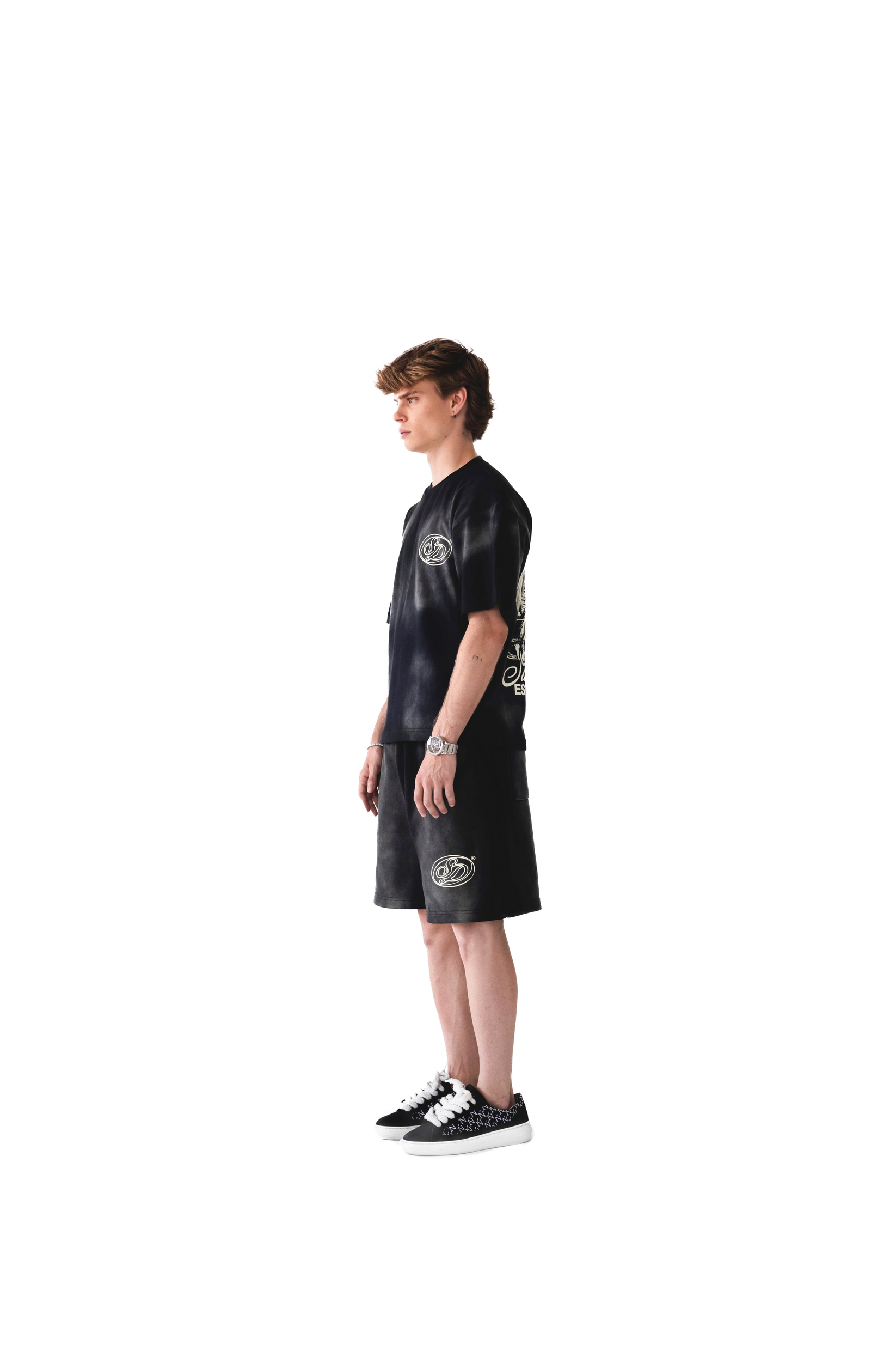 Saints Delyé Black Washed Effect Shorts