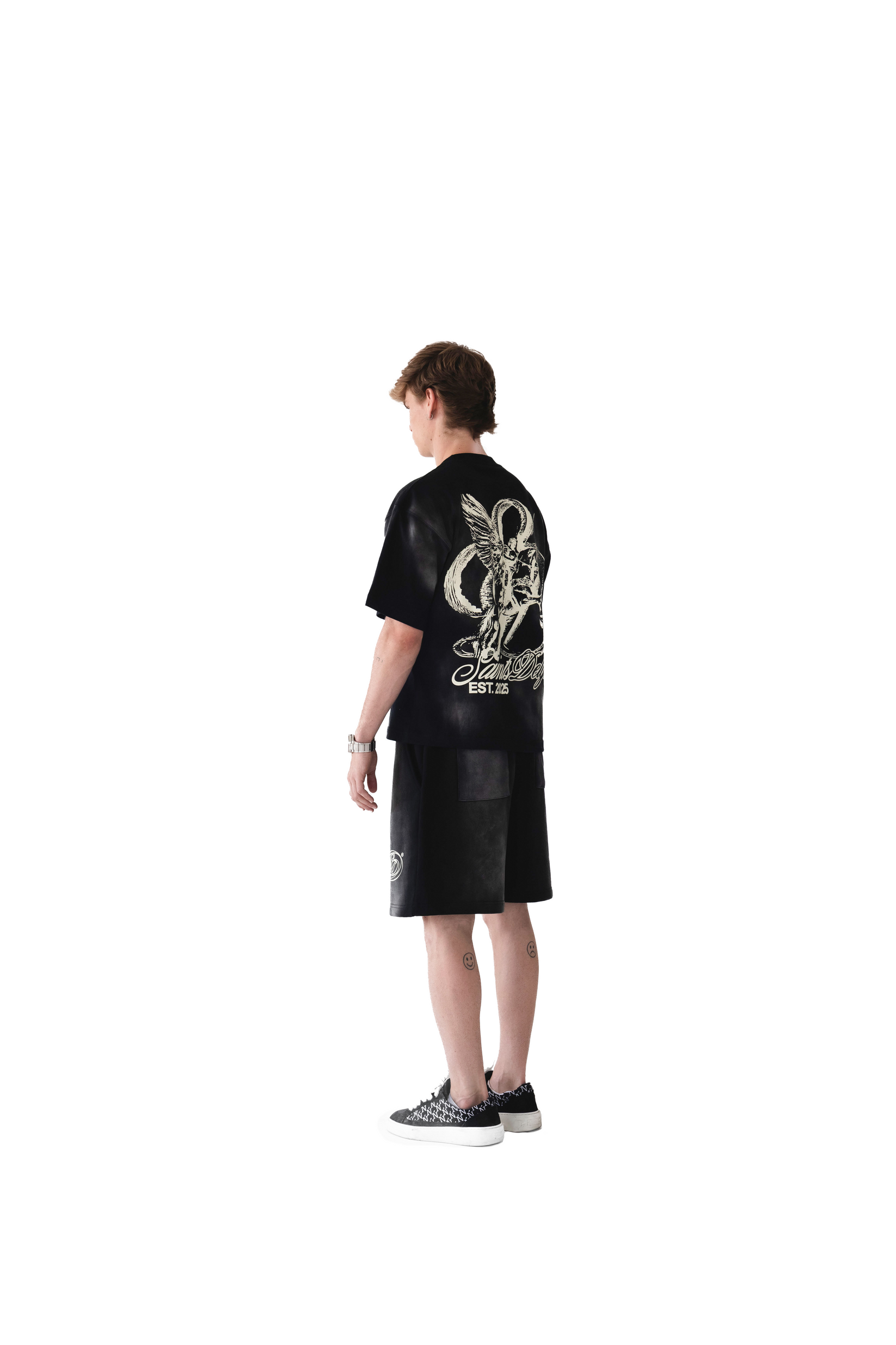 Saints Delyé Black Washed Effect Shorts