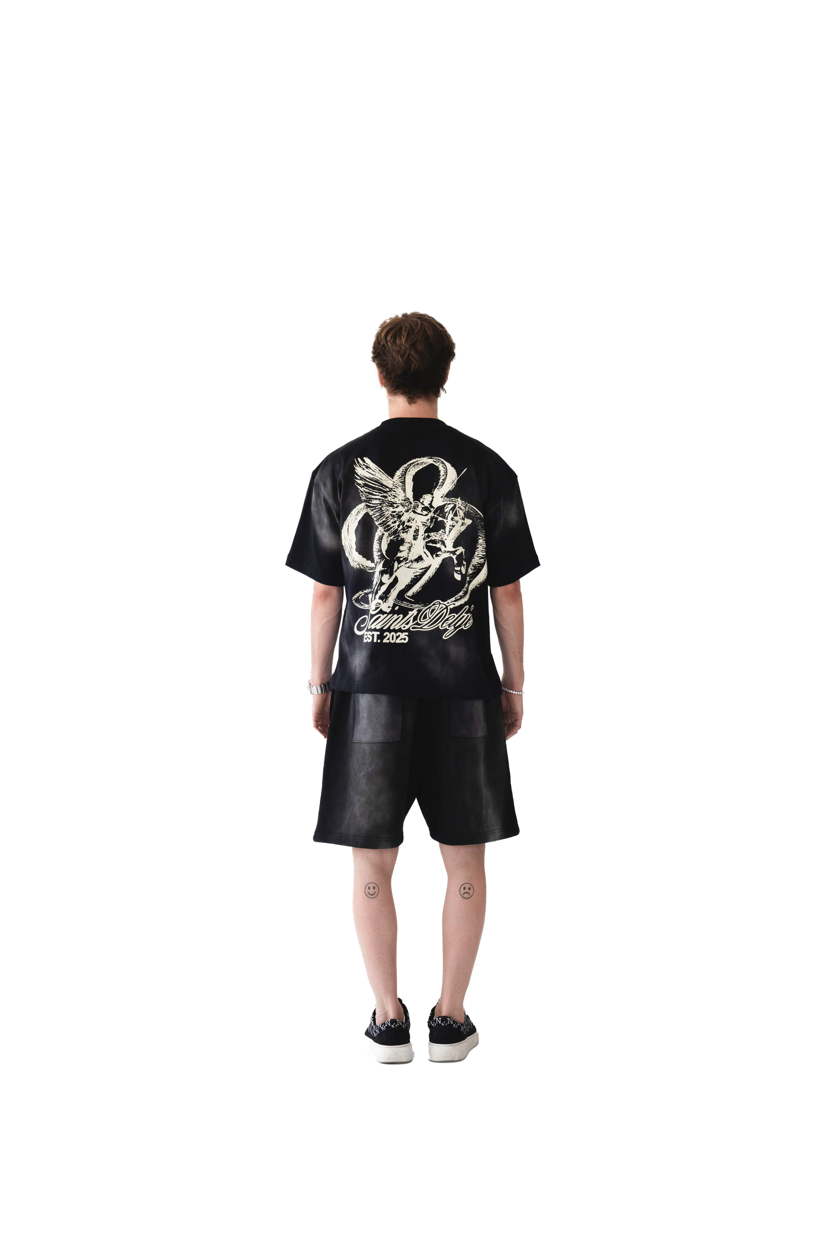 Saints Delyé Black Washed Effect Shorts