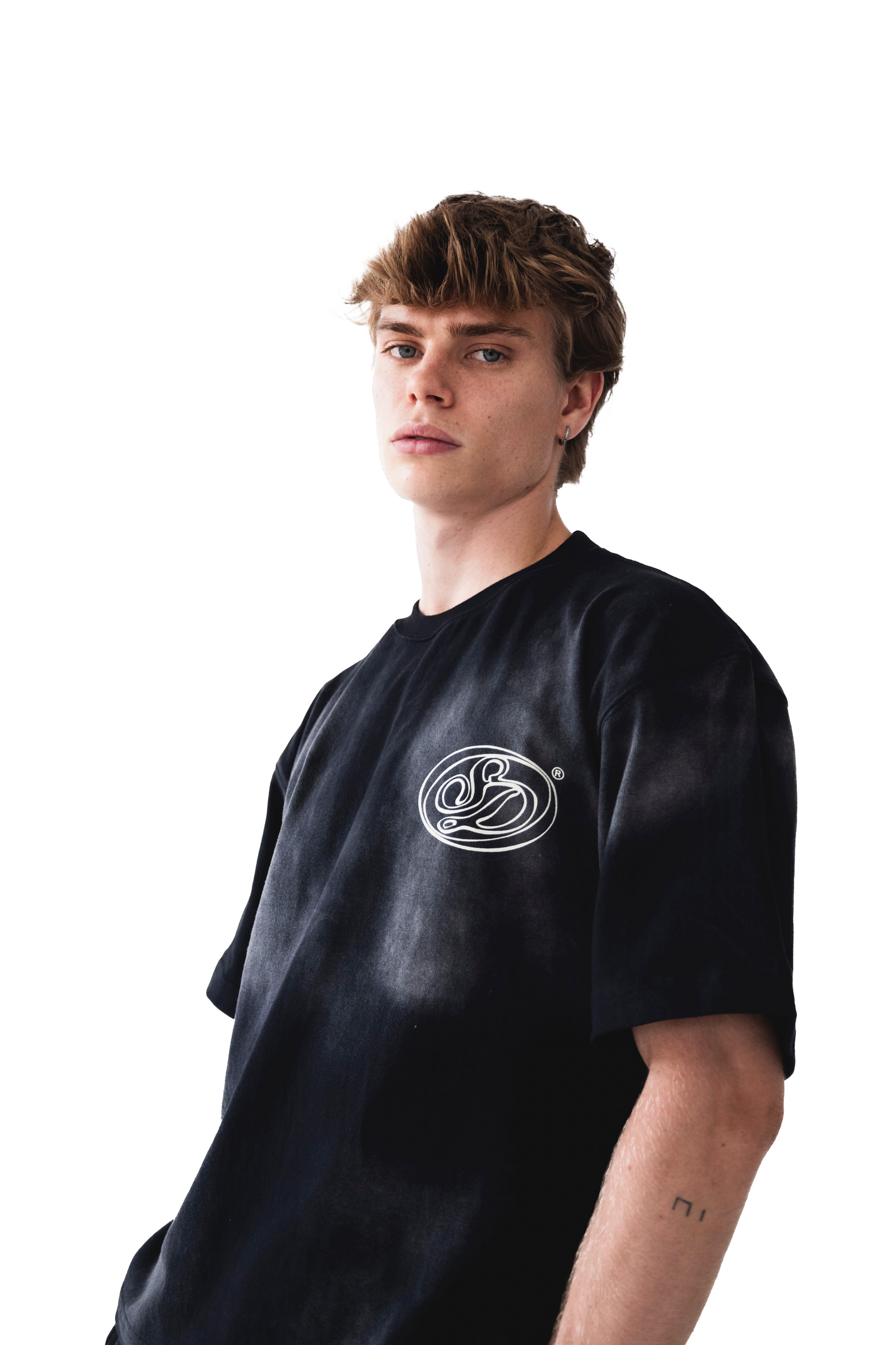Saints Delyé Black Washed Effect Oversized Tee