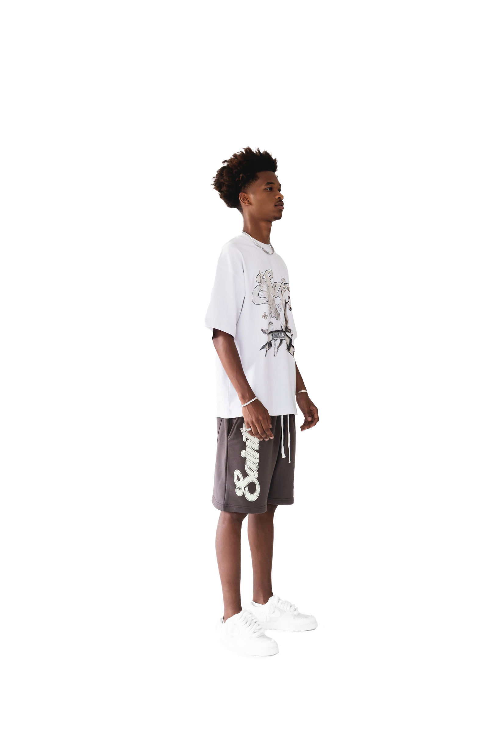 Saints Delyé Monogram Knit Shorts Brown