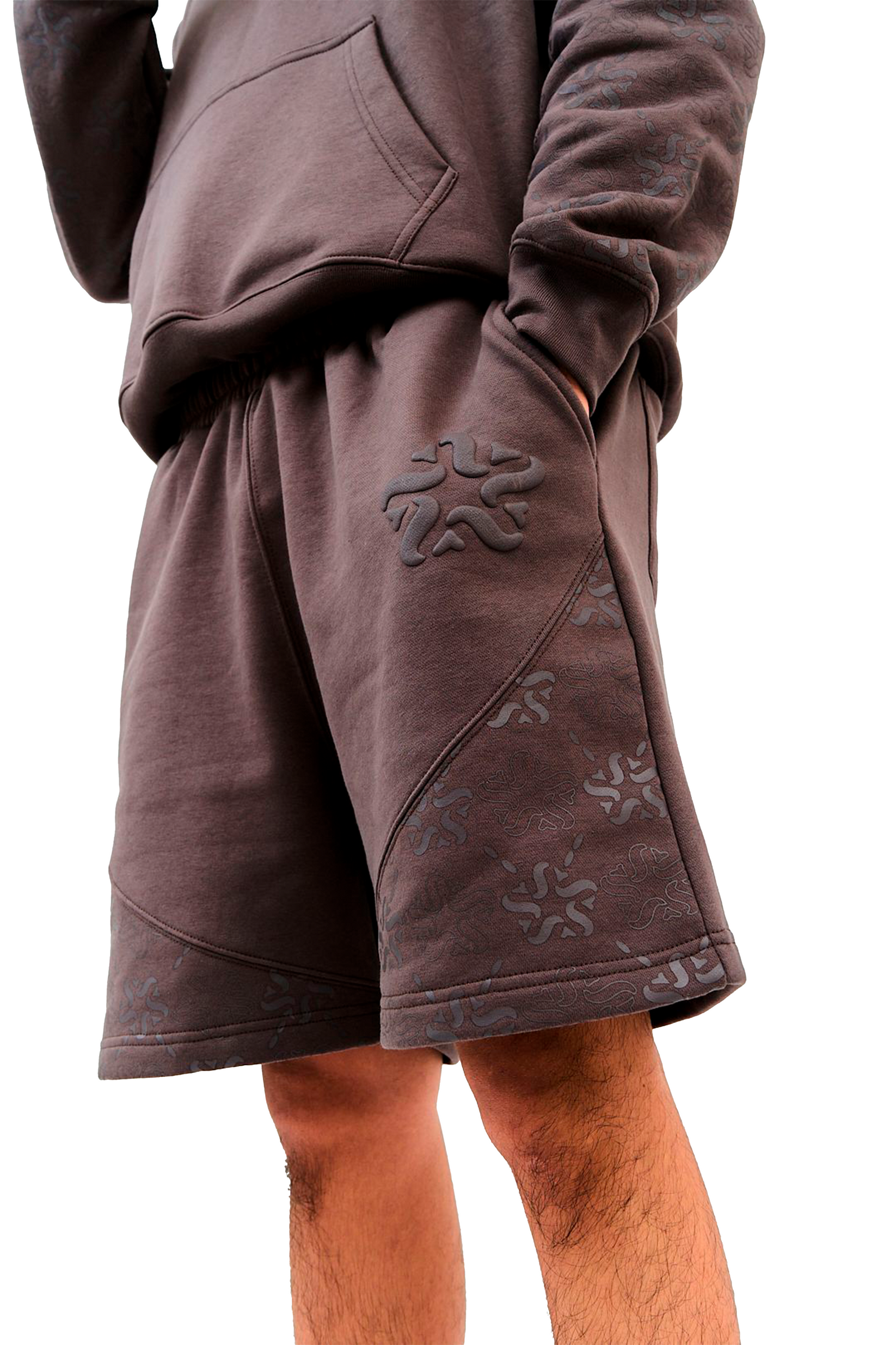 Saints Delyé Brown Emblem Monogram Shorts