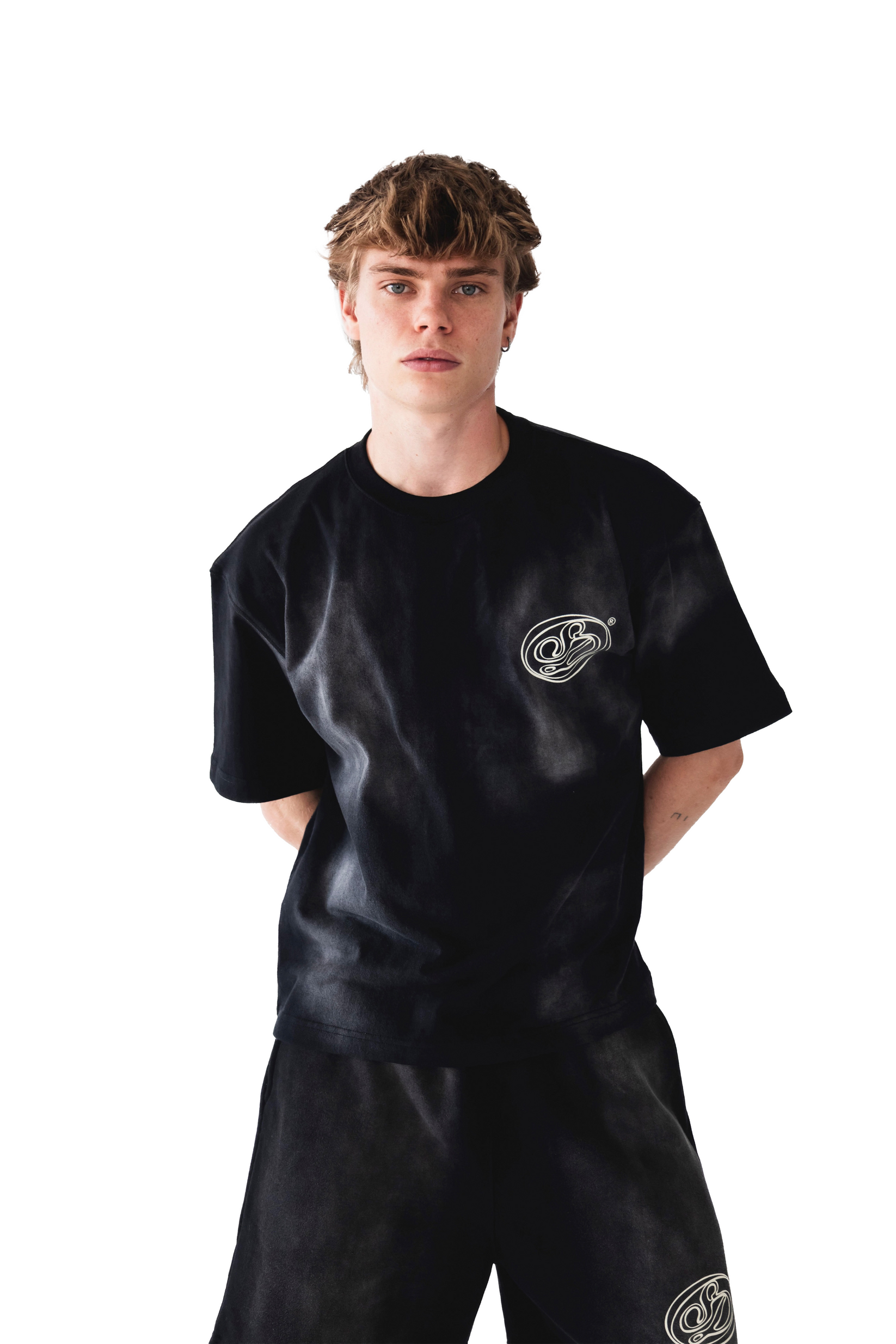 Saints Delyé Black Washed Effect Oversized Tee