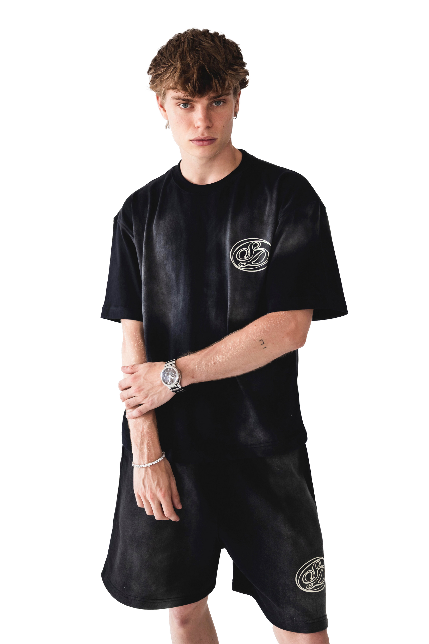 Saints Delyé Black Washed Effect Oversized Tee