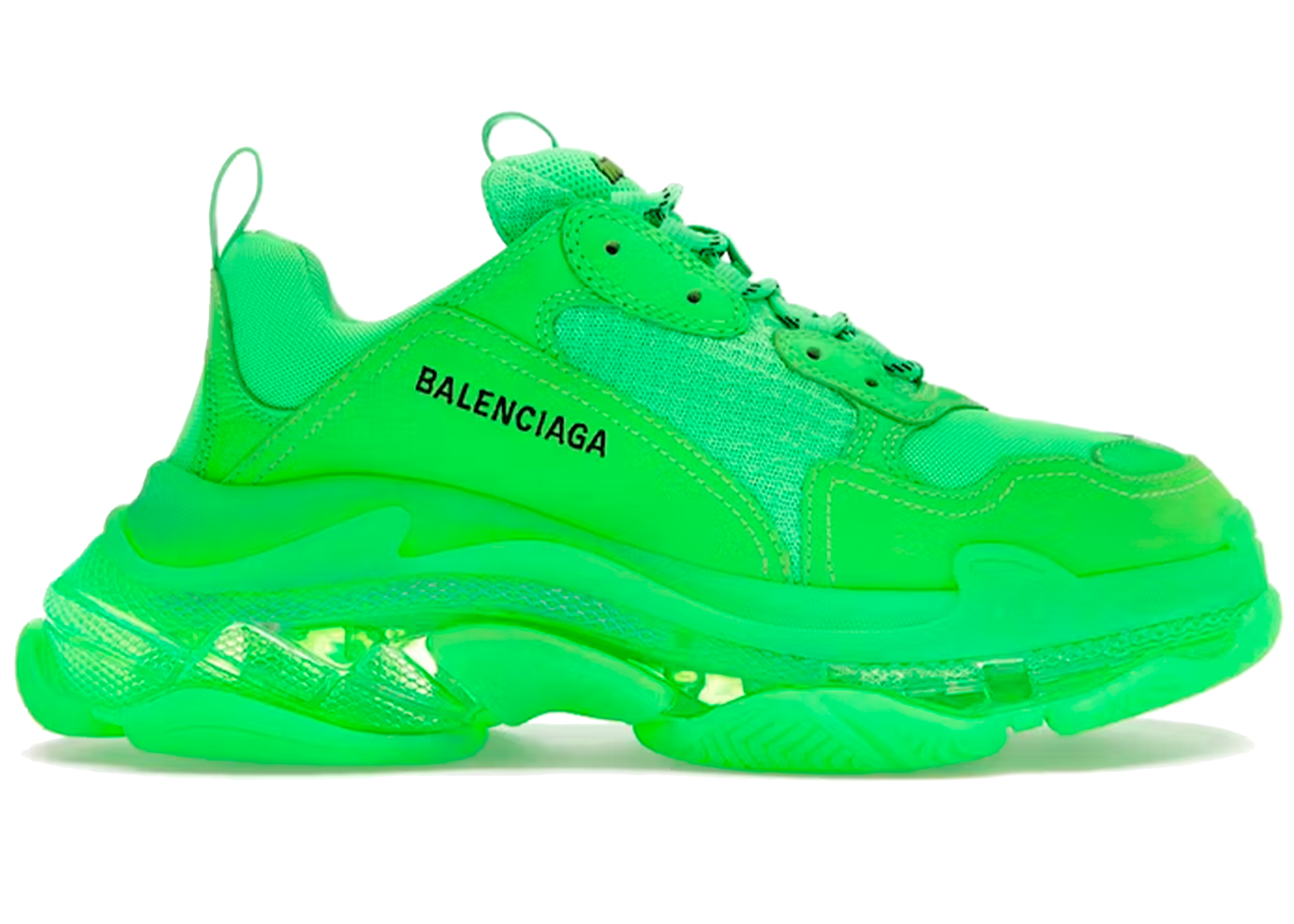 Balenciaga Triple S Neongrüne klare Sohle