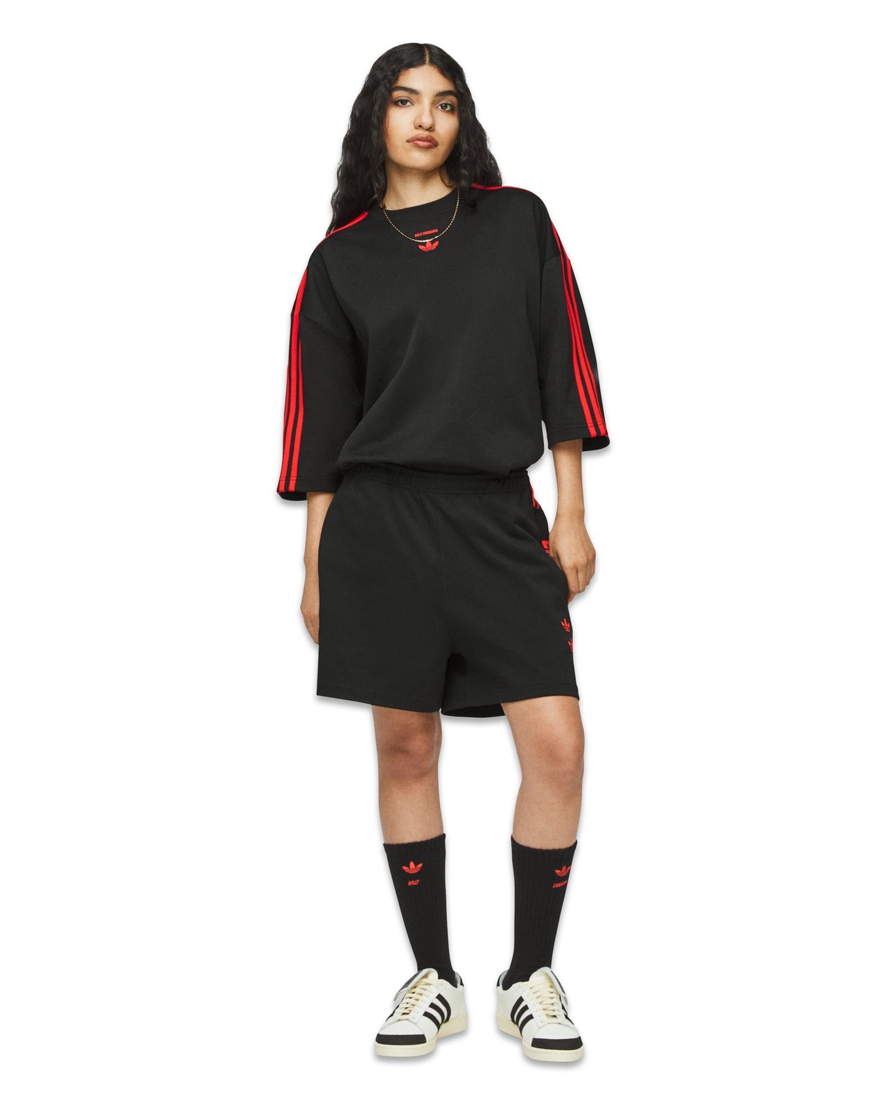 Adidas x Willy Chavarria Kurzarm-T-Shirt Schwarz/Rot