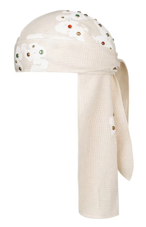 Denim Tears Rhinestone Cotton Wreath Durag Oatmeal