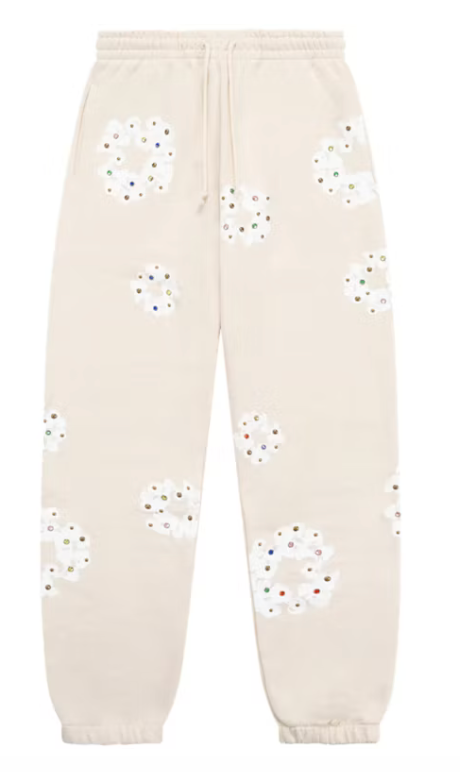 Denim Tears Rhinestone Cotton Wreath Sweatpants Oatmeal