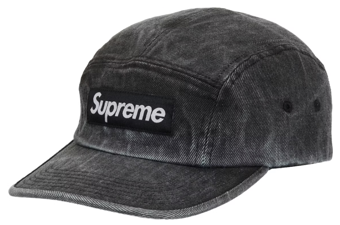 Supreme Coated Denim Camp Cap Black