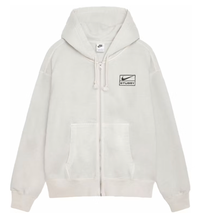 Stussy x Nike Pigment Dyed Fleece Zip Hoodie (SS24) Light Bone