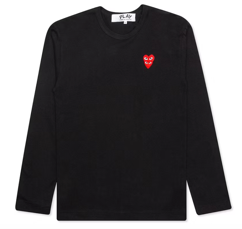 Comme des Garcons Play Red Stacked Heart L/S T-shirt Black