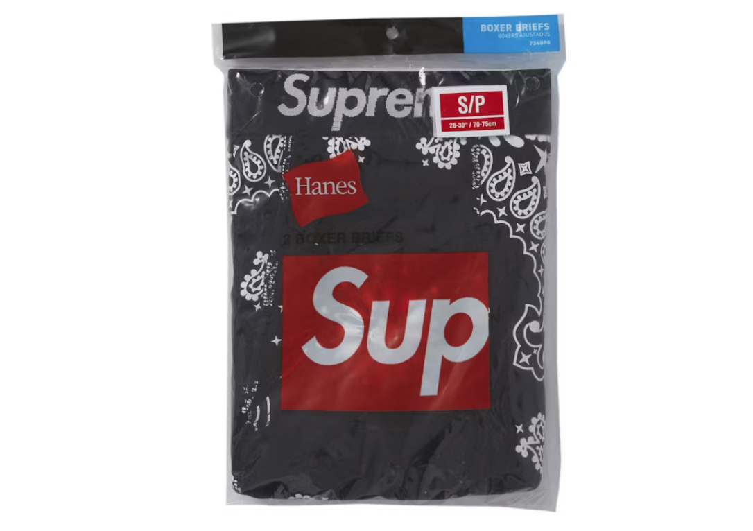 Supreme Hanes Bandana-Boxershorts (2er-Pack), Schwarz
