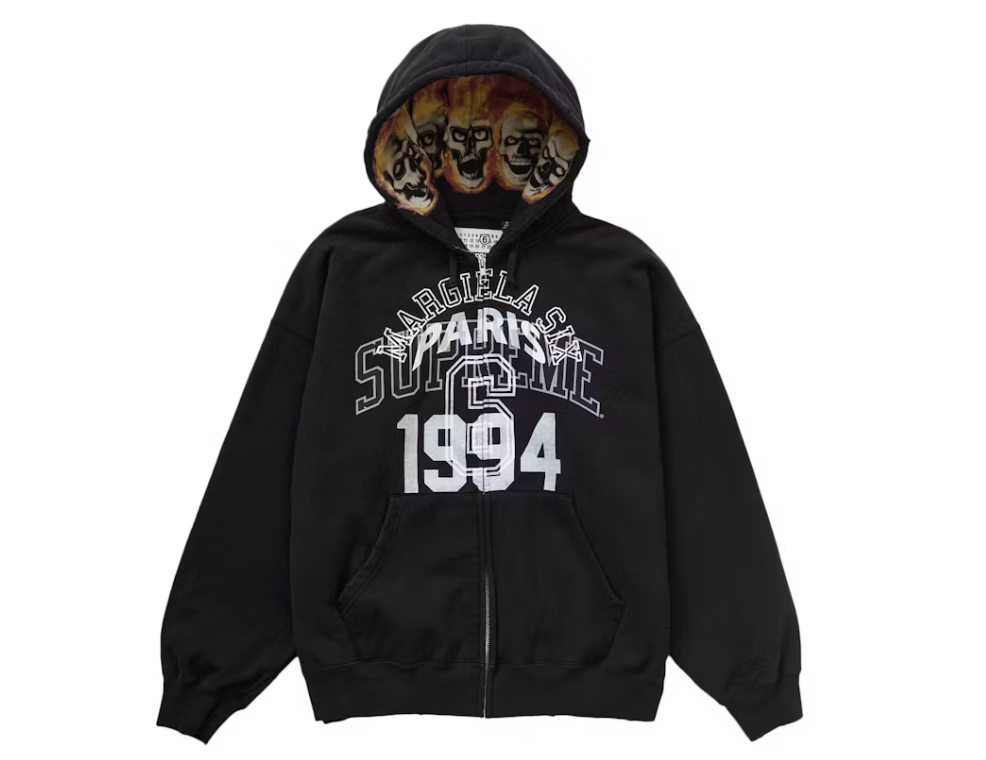 Supreme MM6 Maison Margiela Zip Up Hooded Sweatshirt Black