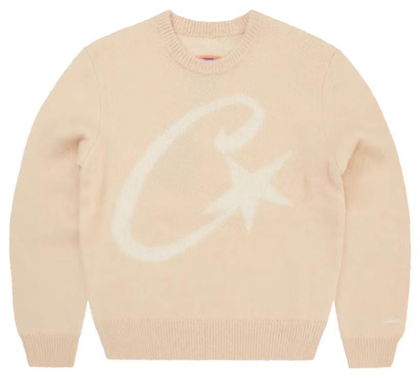 Corteiz C Star Mohair Knit Sweater Cream