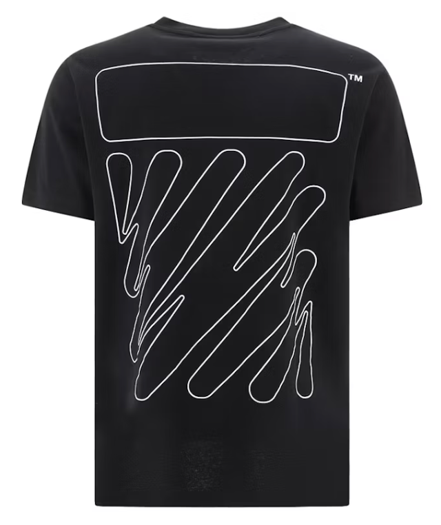OFF-WHITE Wave Outline Diag Slim S/S Tee Black/White