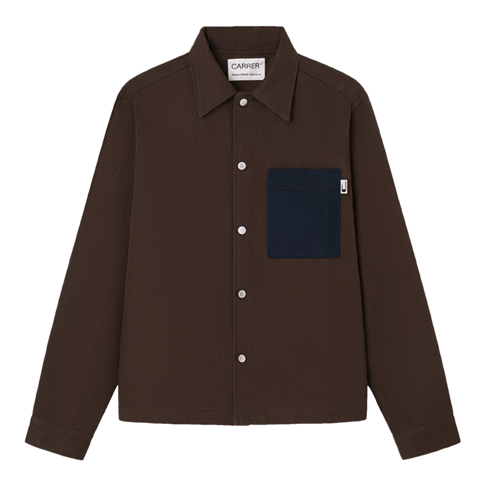 Carrer Heavy Twill Overshirt Antique Brown & Blue