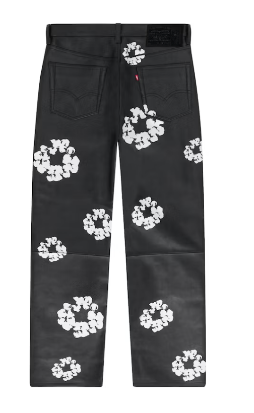 Denim Tears x Levi's Leder-Baumwollkranz-Jeans Schwarz