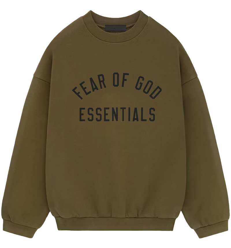Fear of God Essentials Fleece Rundhalspullover (FW24) Oliv