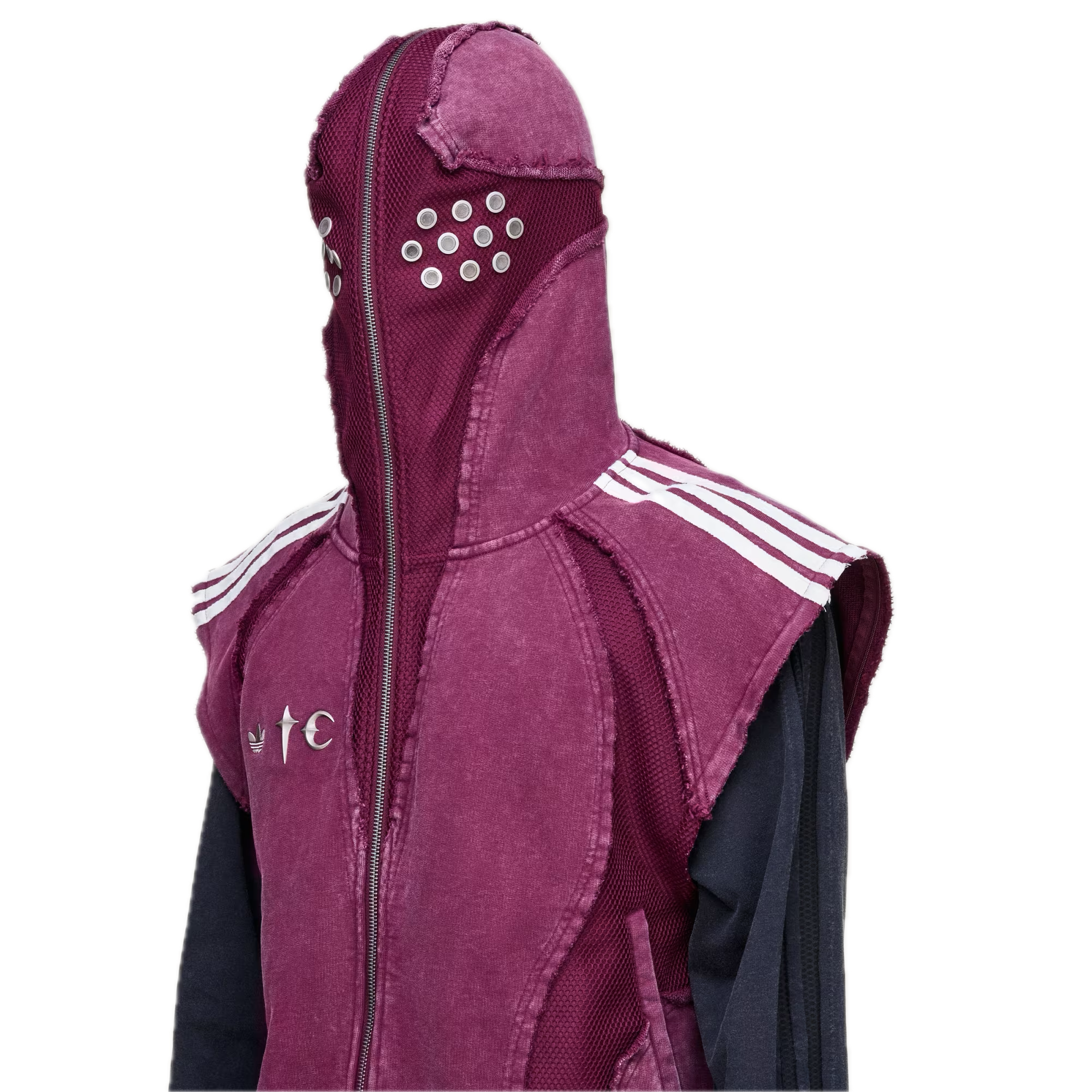 Adidas x Thug Club Teamgeist Kapuzenjacke mit Reißverschluss, weinrot