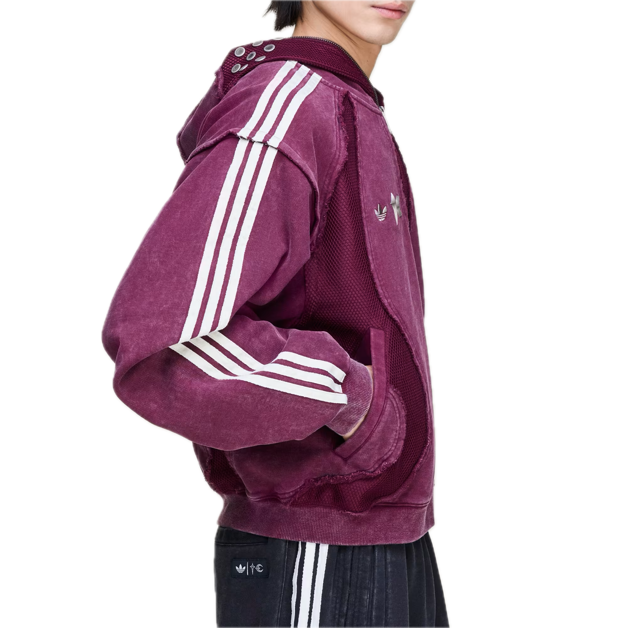 Adidas x Thug Club Teamgeist Kapuzenjacke mit Reißverschluss, weinrot