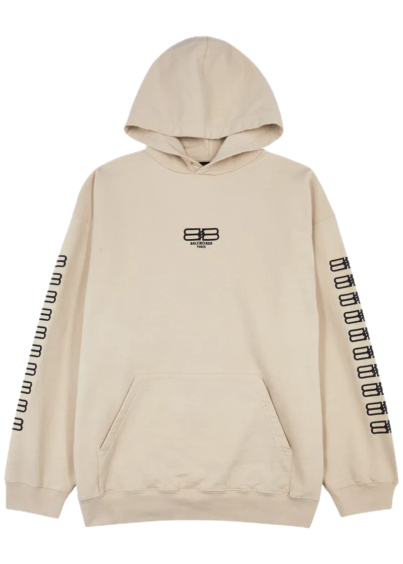 Balenciaga Paris Icon Hooded Cotton Sweatshirt Brown