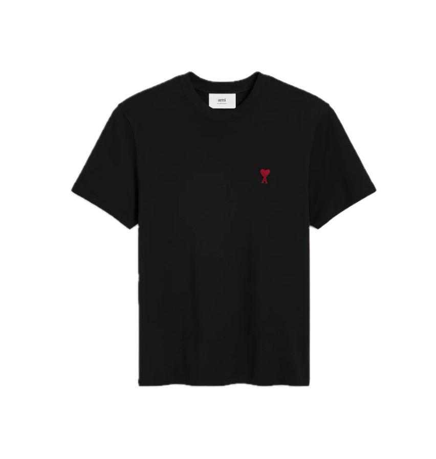 Ami Paris Baumwolle Ami de Coeur T-Shirt Schwarz/Rot Regular Fit