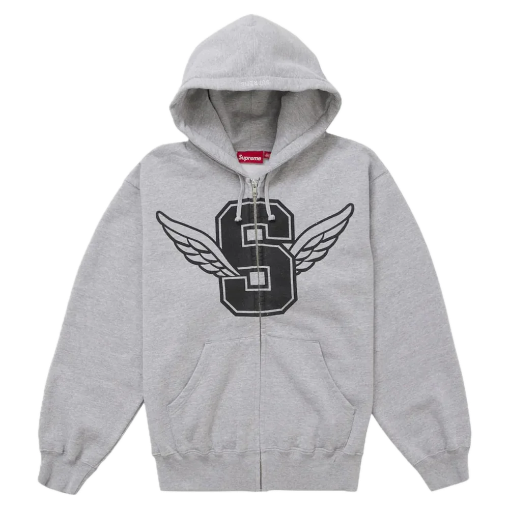 Supreme Wings Kapuzenpullover mit Reißverschluss, Grau