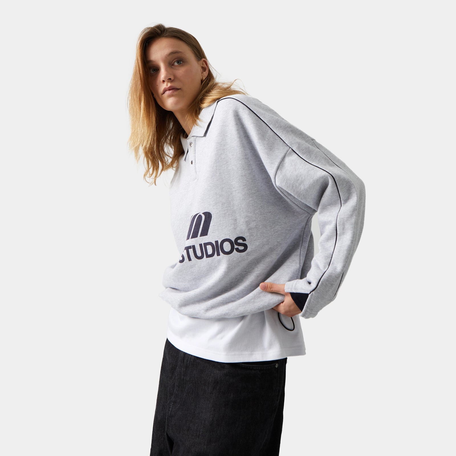 EME Studios Hectic Heather Grey Polo Sweatshirt