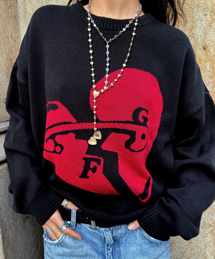 Fakegods Valentine's Knitted Sweater Black