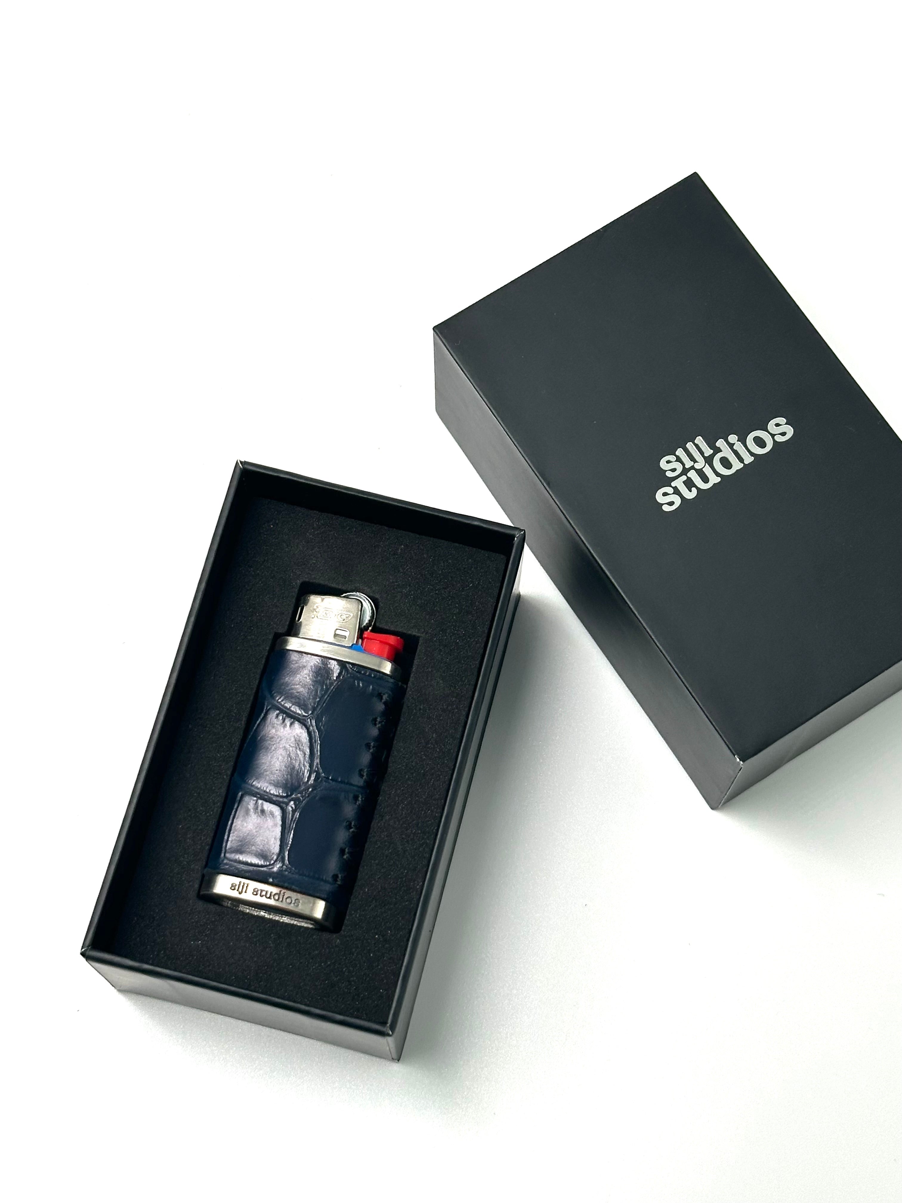 SIJI Custom Feuerzeug Krokodilblaues Leder
