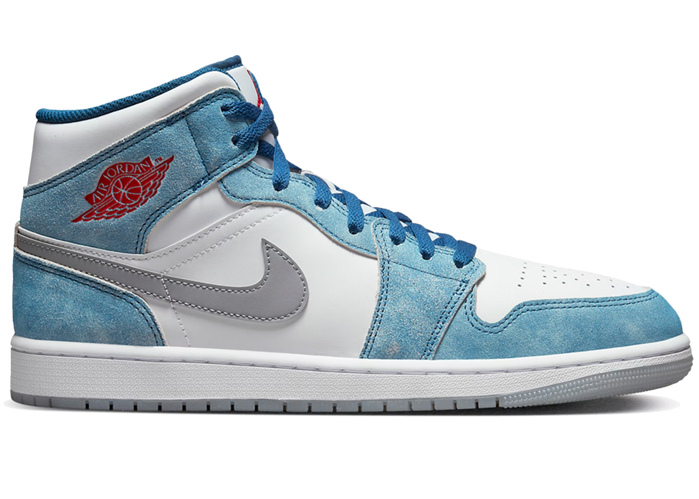 Jordan 1 Mid French Blue Fire Red GS