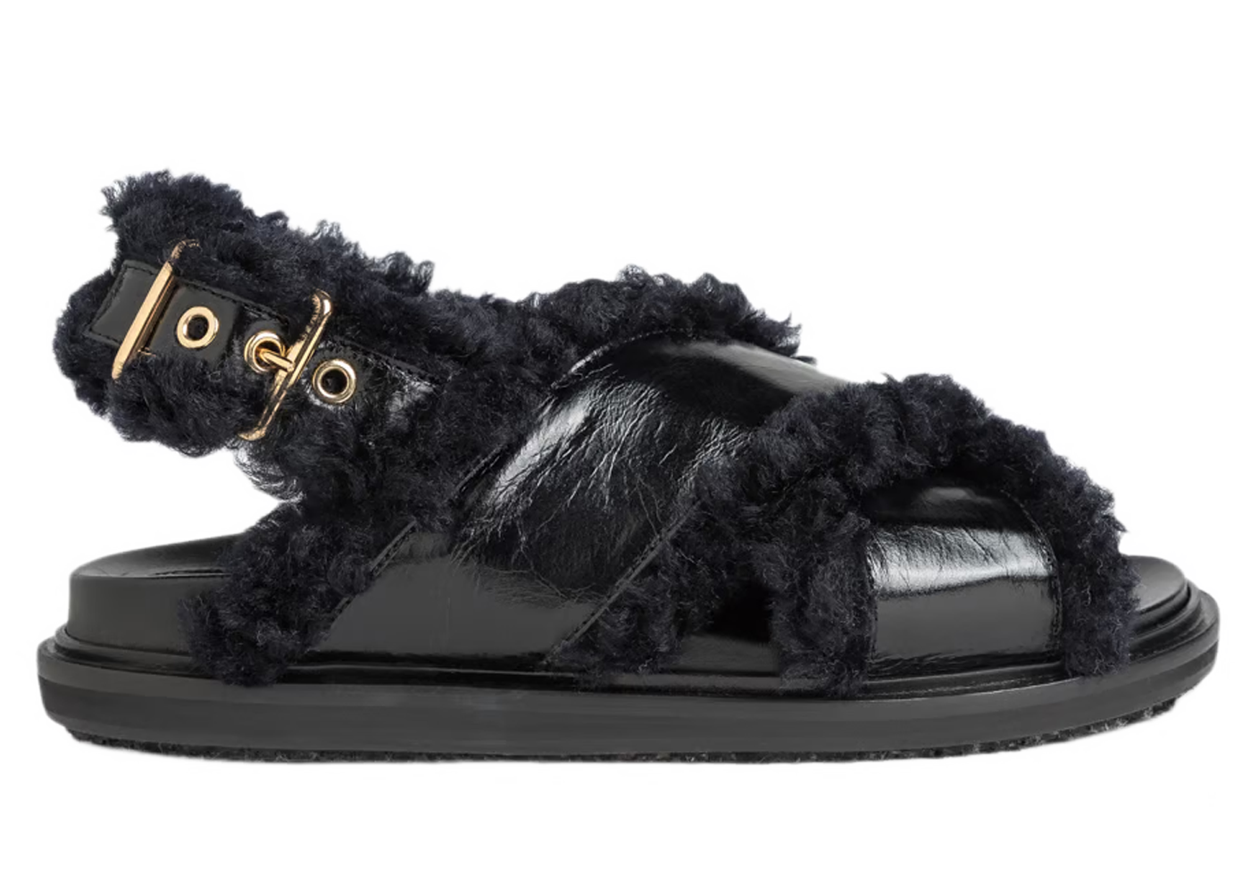 Marni Fur FB Criscross Sandal Black