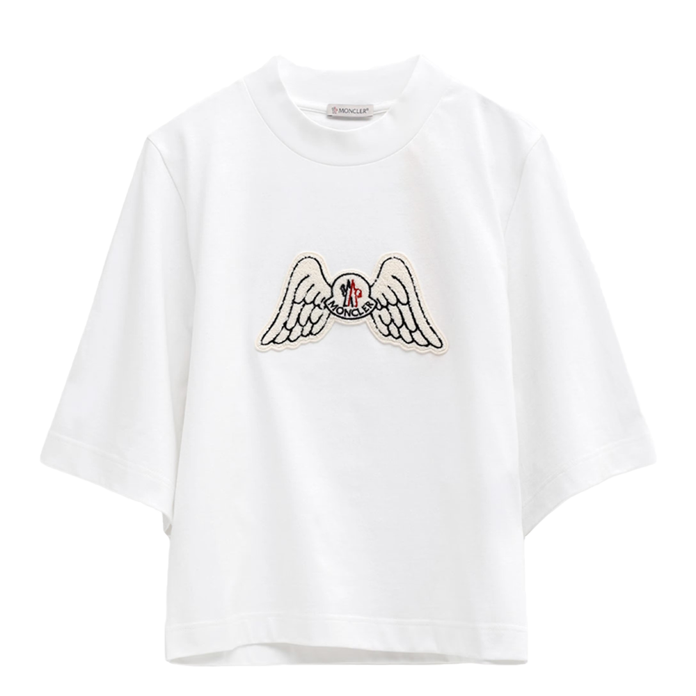 Moncler x Palm Angels Mock Neck Wings T Shirt White